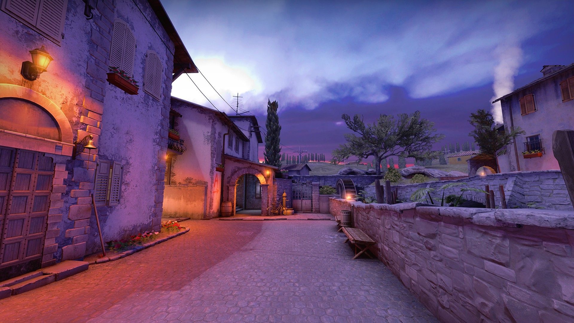 Counter-Strike map at dusk